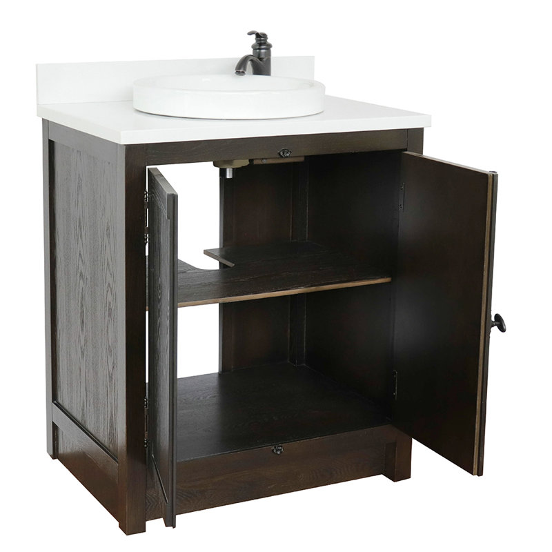 Ensemble de meuble-lavabo simple 31 po Ziemer, Quartz blanc, Gris sauge