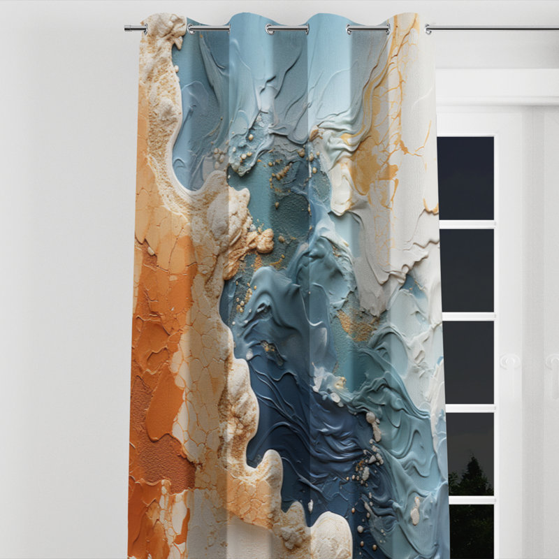 Aylesworth - Nautical Velvet Grommet Curtain - Room Darkening - 1 panel, 52" W x 108" L, Silver Grommets