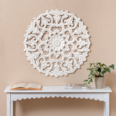 JFY Designs Wall Medallion - Wooden Wall Decor, Hand Carved & Embossed Decorative Wall Sculpture, Boho Farmhouse Wall Art, Perfect for Home, Office or any Living Space