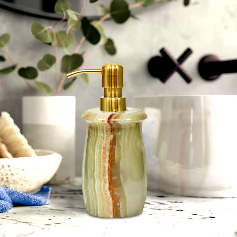 Agide Marble Soap / Lotion Dispenser, Pale Green/Gold
