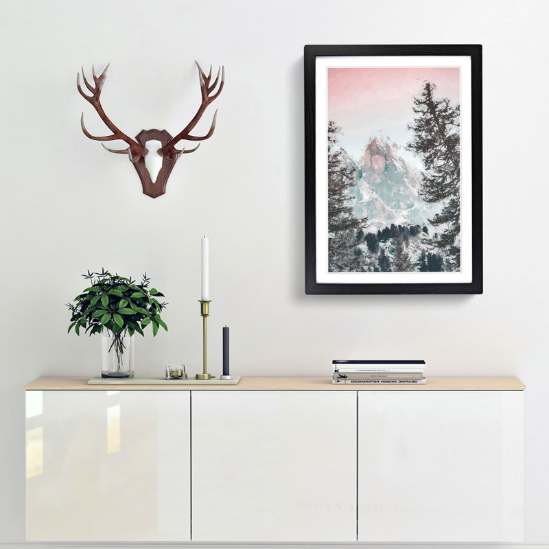 Mountain Peak in Abstract - Framed Print, 87cm H x 62cm W x 2cm D, Black Framed