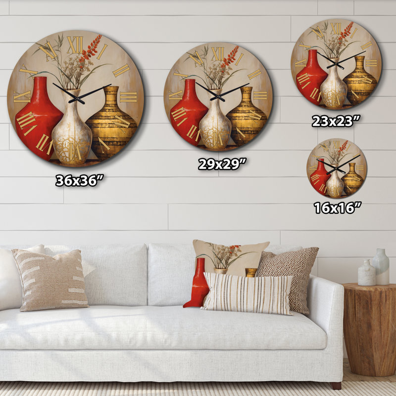 Très grande horloge murale Boho Pottery, Grand
