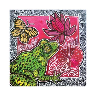 Frog And Lily by Lynnette Shelley - Wrapped Canvas Print