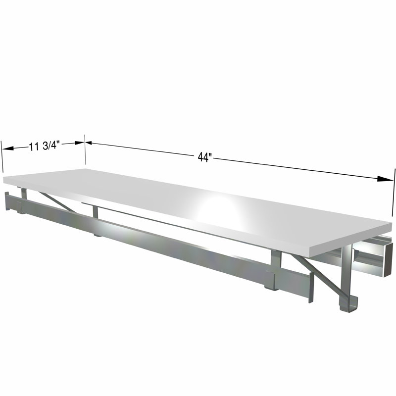 Système de rangement à tablette simple, Blanc, H 8,5 po x l 44 po x P 11,75 po