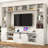 Entertainment Center/TV Stand For Tvs Up To 80" With Charging Station, Sliding Barn Door Cabinets, And Bookcase-2082514169