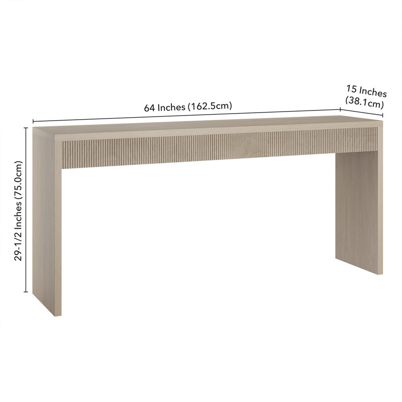 Lawrence Fluted Console Table, Alder White, 29.5" H x 64" W x 15" D