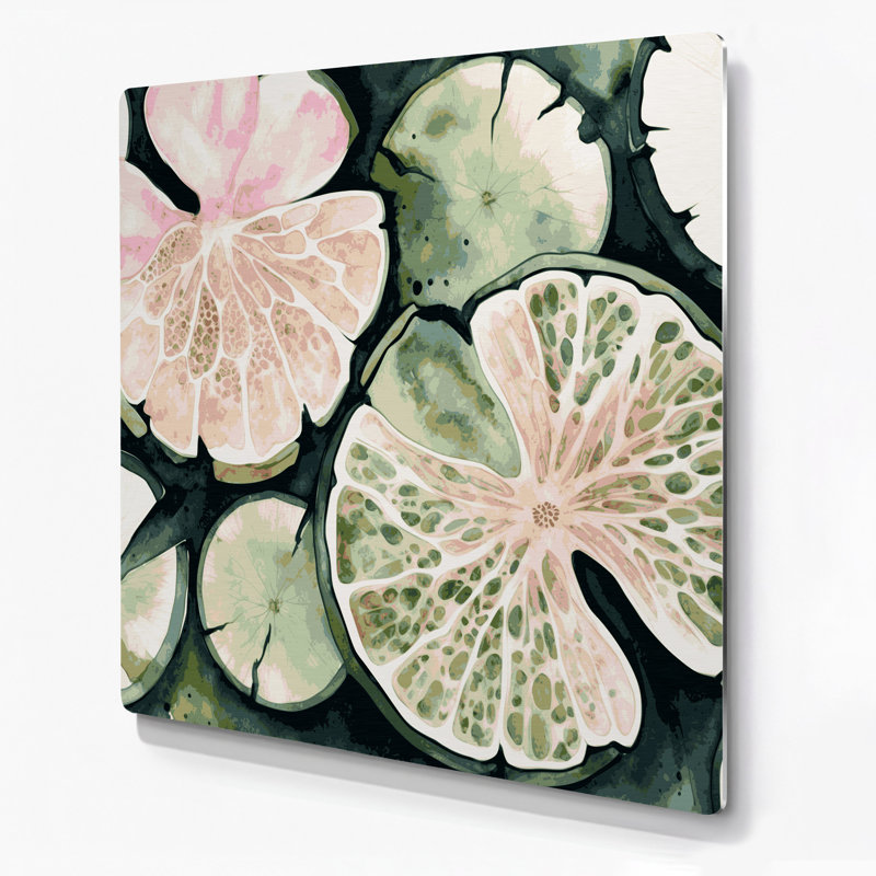 Vegetables Lotus Root Beige Metal Wall Art, 8" H x 8" W