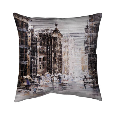 Industrial abstract city - 16"x16" Throw pillow cover - Poly twill - Print on demand