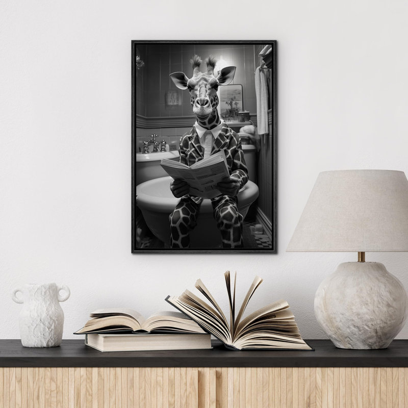 Photographie d'animaux sur girafe, H 24 po x l 16 po x P 1,5 po, Cadre noir