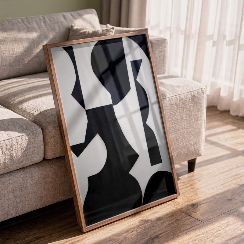 Black White Abstract Shapes by Cyrille Gulassa — Abstract Wall Art, 16 × 24, Framed Canvas, Gold