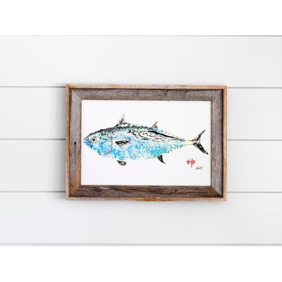 False Alabacore on Navy Driftwood Framed 4x6 Wall Art