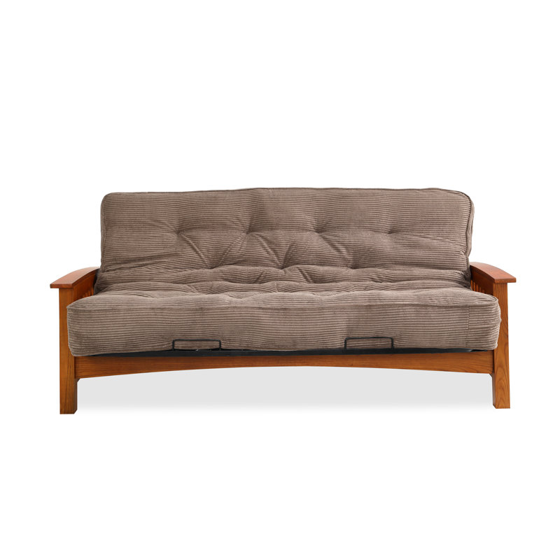 Futon et matelas Mccaleb, Velours côtelé couleur chocolat