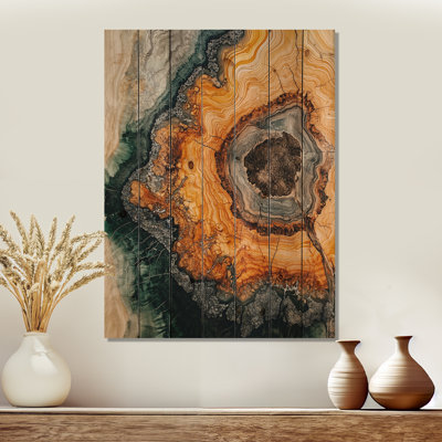 Emerald River Into The Pine Wood Forest III - Forest Wood Wall Decor - On Natural Pine Wood