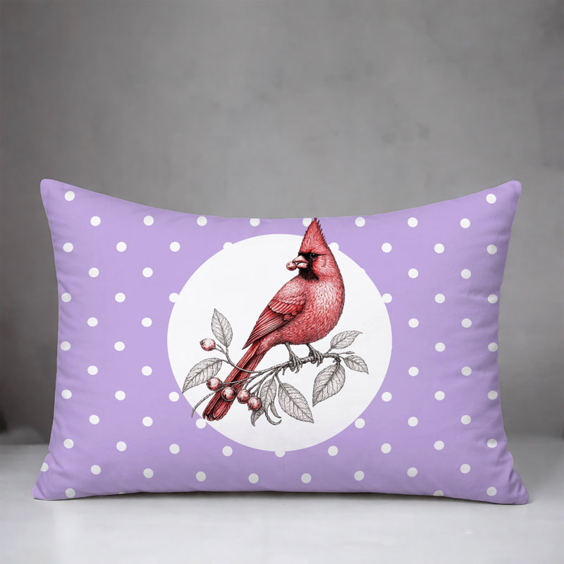 Oreiller réversible intérieur / extérieur Red Cardinal, 20 po x 14 po, Lavande
