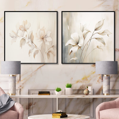 Rouen - Abstract Botanicals Square Collage Set Of 2