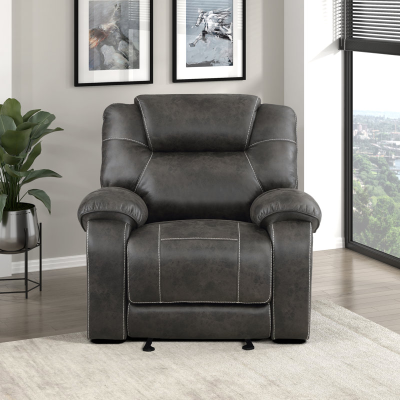 Fauteuil inclinable et oscillant en microfibre de transition de 40 po Yasminda, Chocolat