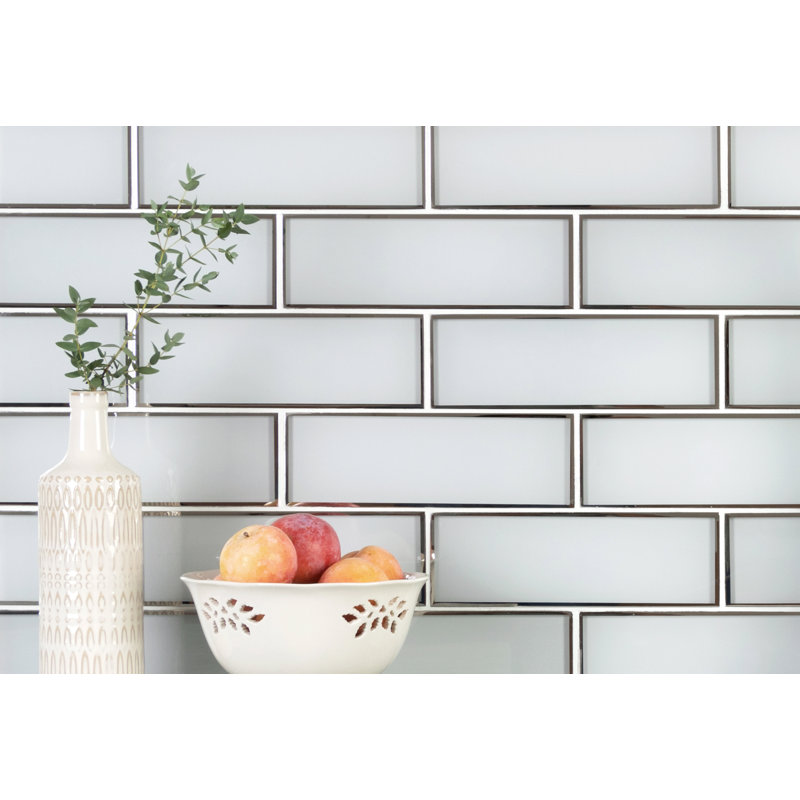Artista 3" x 9" Glass Subway Tile, Super White