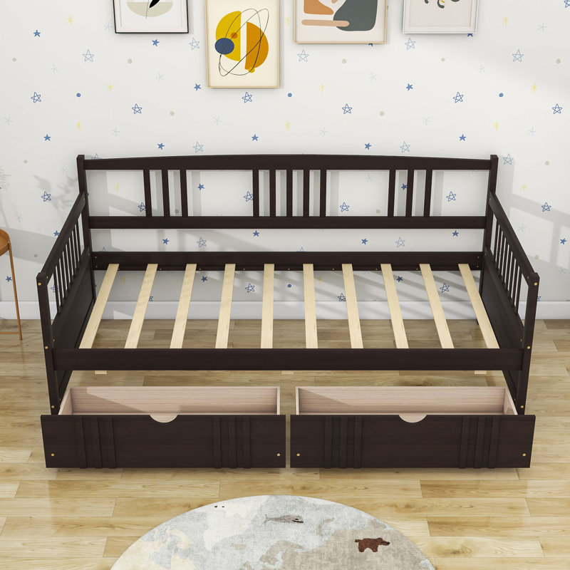 Merridale Twin Wooden Daybed with Two Drawers, Espresso