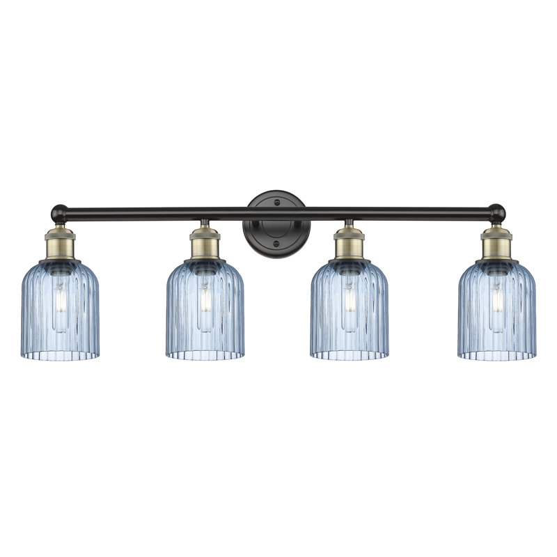 Fiennes 4 - Light Dimmable Vanity Light, Black Antique Brass, Blue