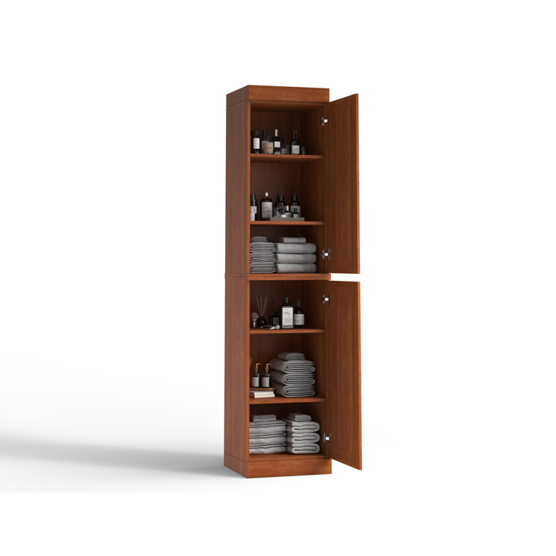 Palace Imports 100% Solid Wood Bathroom Storage Cabinet, Raised Panel Doors, Adjustable Shelves, 16.5" Wide, 71.5" Tall