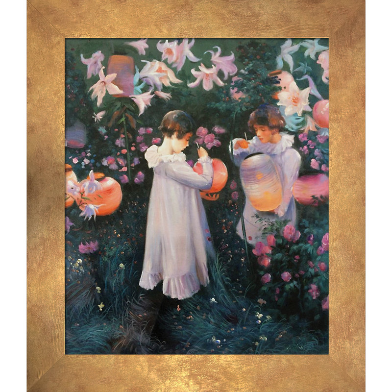 « Carnation Lily Rose » par John Singer Sargent, reproduction d’art sur toile encadrée, Cadre or Florentine