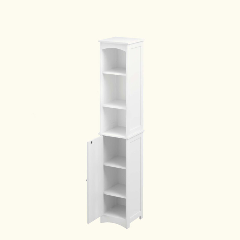 Tall Bathroom Storage Cabinet With Adjustable Shelves,Slim 1 Doors Freestanding Cabinet With Anti-Tip, Open Compartments, For Home, Small Spaces, Bathroom,Kitchen