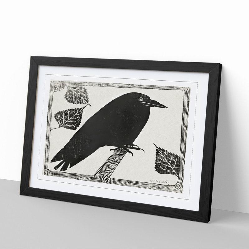 Crow by Samuel De Mesquita - Picture Frame Painting, 48cm H x 65cm W x 2cm D, Black Framed