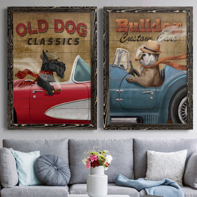 Old Dog Classics - Ensemble de 2 reproductions de cadres photo sur toile