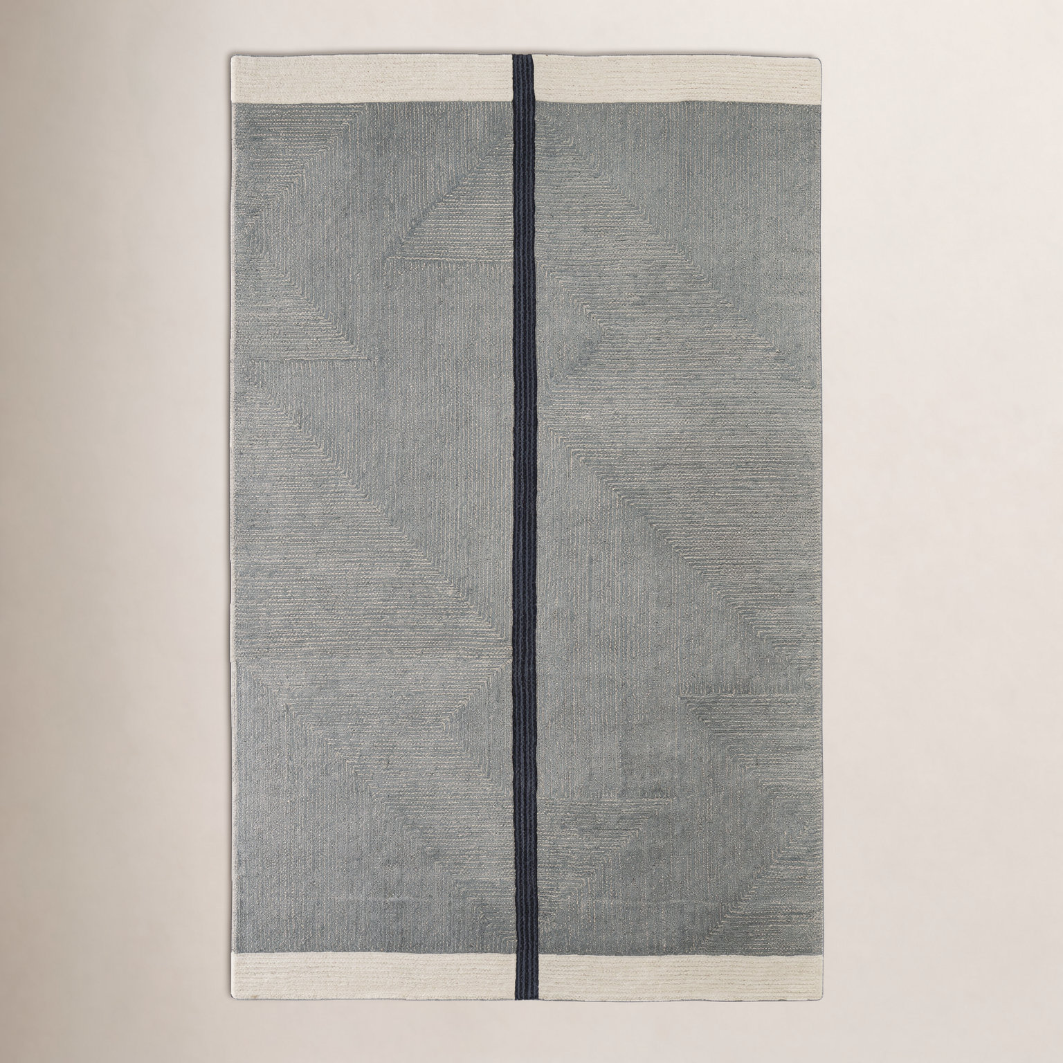 Nio Handmade Gray/Black/Ivory Rug, Rectangle 5' x 8'