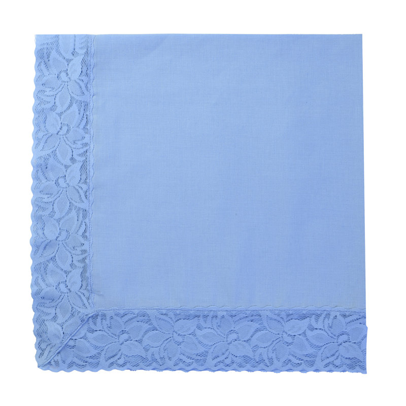 Linen Napkin With Lace Trimming, Blue