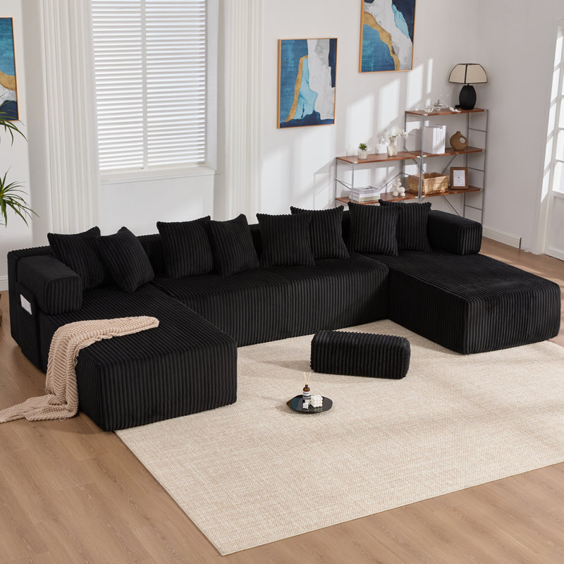 Canapé modulaire à compression profonde, Noir