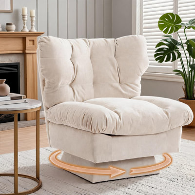 Fauteuil d'appoint pivotant avec base surdimensionnée, canapé en chenille moderne, siège d'une largeur de 29,7 po, fauteuil de lecture confortable pour le salon et le bureau, 300 lb, vert