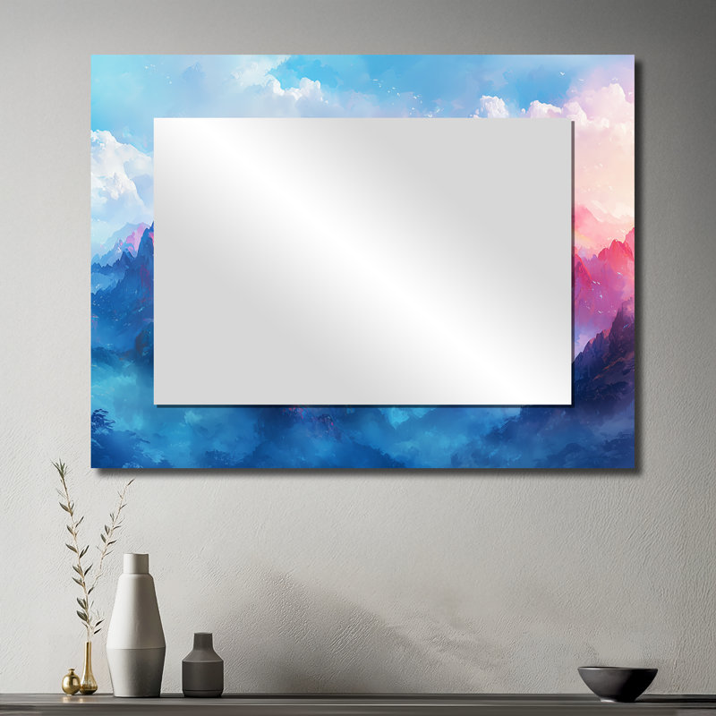 Arc-en-ciel au-dessus des montagnes - Art mural miroir, imprimé sur métal, 30 po x 40 po