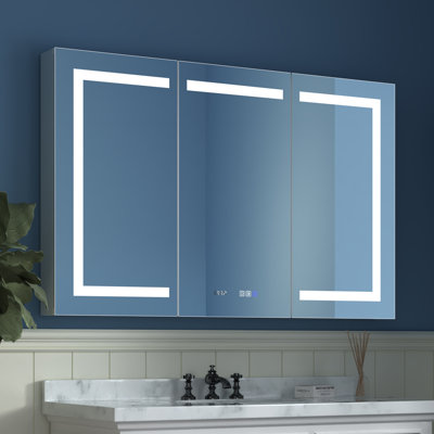 48'' W 32'' H Frameless Medicine Cabinet Mirror 6 Adjustable