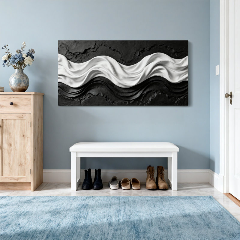 Vague de mode en noir et blanc, H 16 po x l 32 po