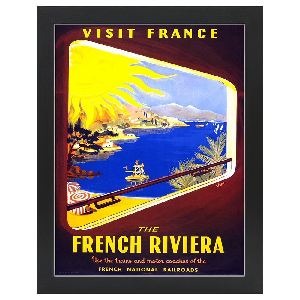 Leinwandbild Vintage Tourist Poster French Riviera