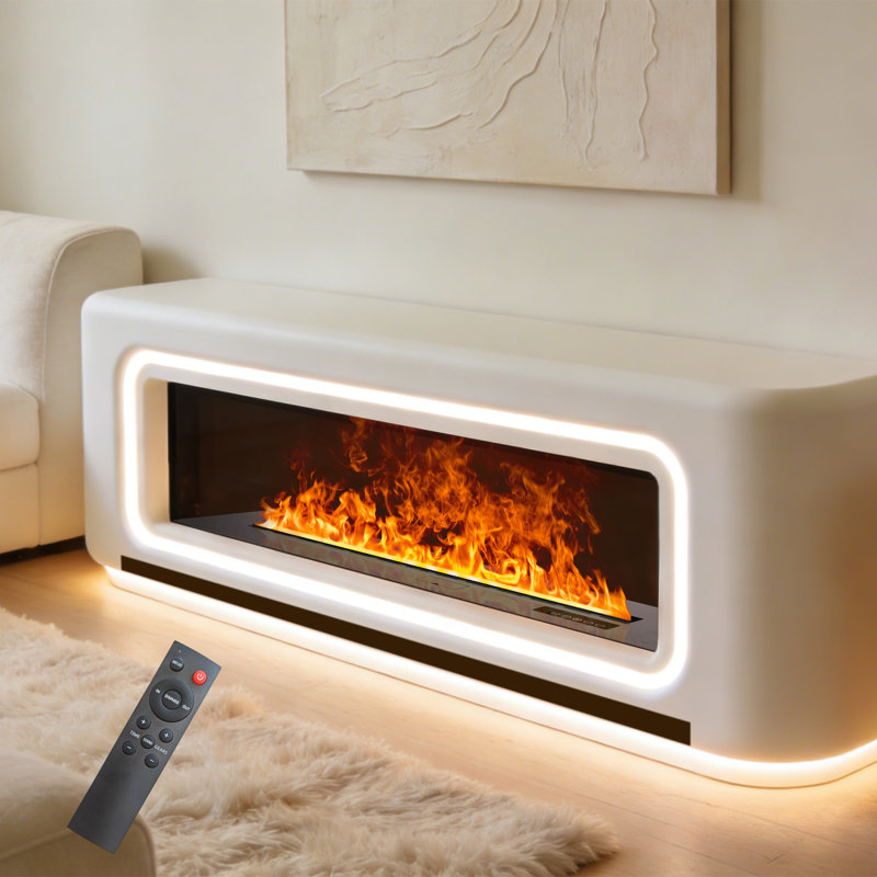 3D Water Vapor Fireplace with Humidifier Electric Fireplaces Realistic Colorful Flame Steam Fireplaces for Home Office Hotel Decoration 70.87"