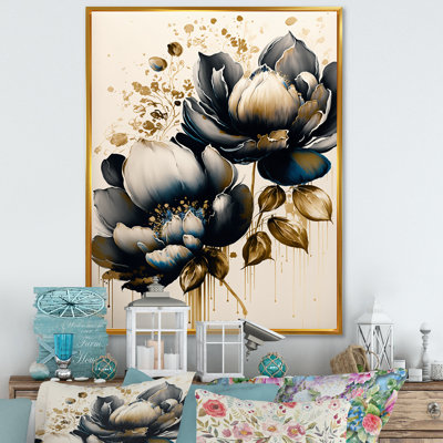 «Black and White Watercolor Roses III», reproduction sur toile