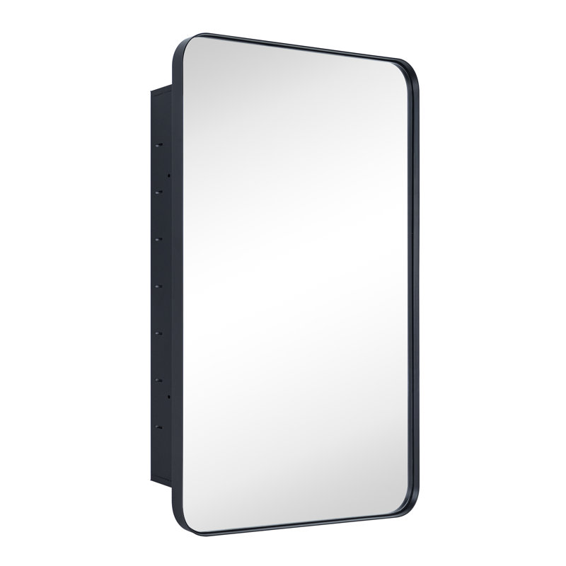 Armoire à pharmacie encastrée avec miroir et tablettes réglables Haslem, Noir, noir, noir, noir