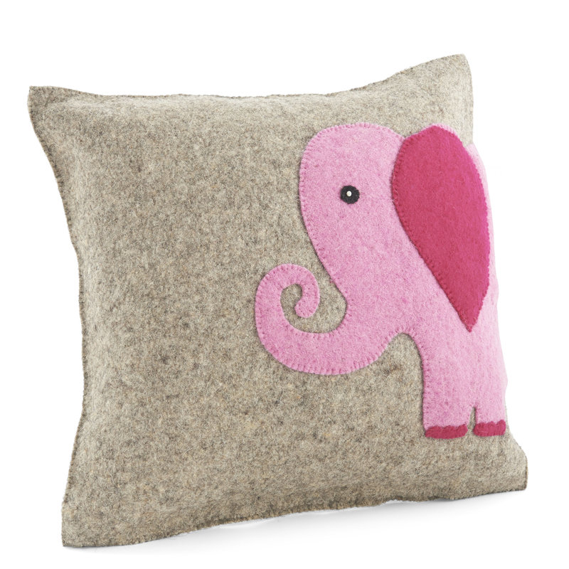 Coussin fait à la main en laine feutrée à la main - 18 po, Rose, Housse de coussin seulement - sans coussin