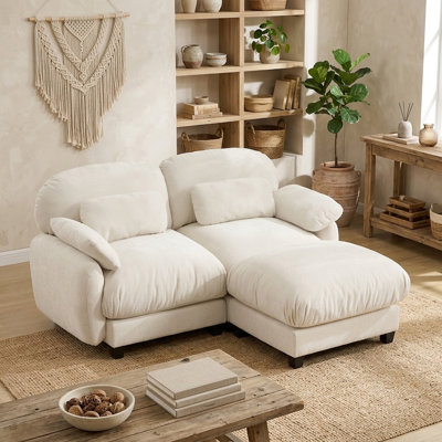 Canapé modulaire en L 76 po avec repose-pieds amovible en chenille Cloud Feel 76 po