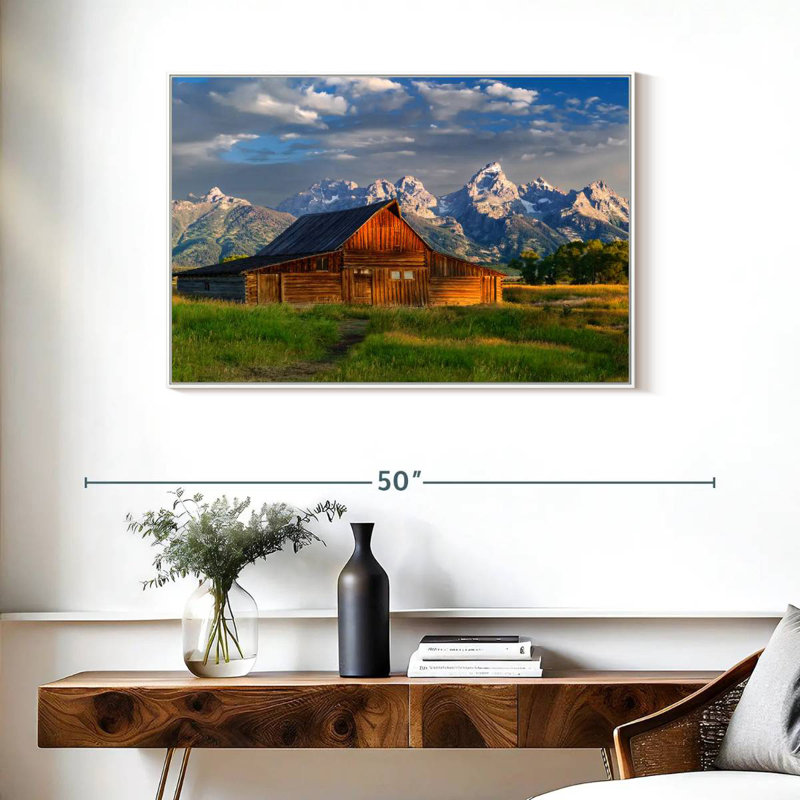 Parc national de Grand Teton, Wyoming, 37 po x 25 po, Cadre flottant blanc