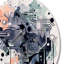 «Blue and Orange Vibrant Paradoxes II», art mural rond abstrait sur métal-88627884