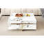 Table basse moderne carrée texturée en marbre avec 4 tiroirs et base suspendue, blanc, 43,3 po