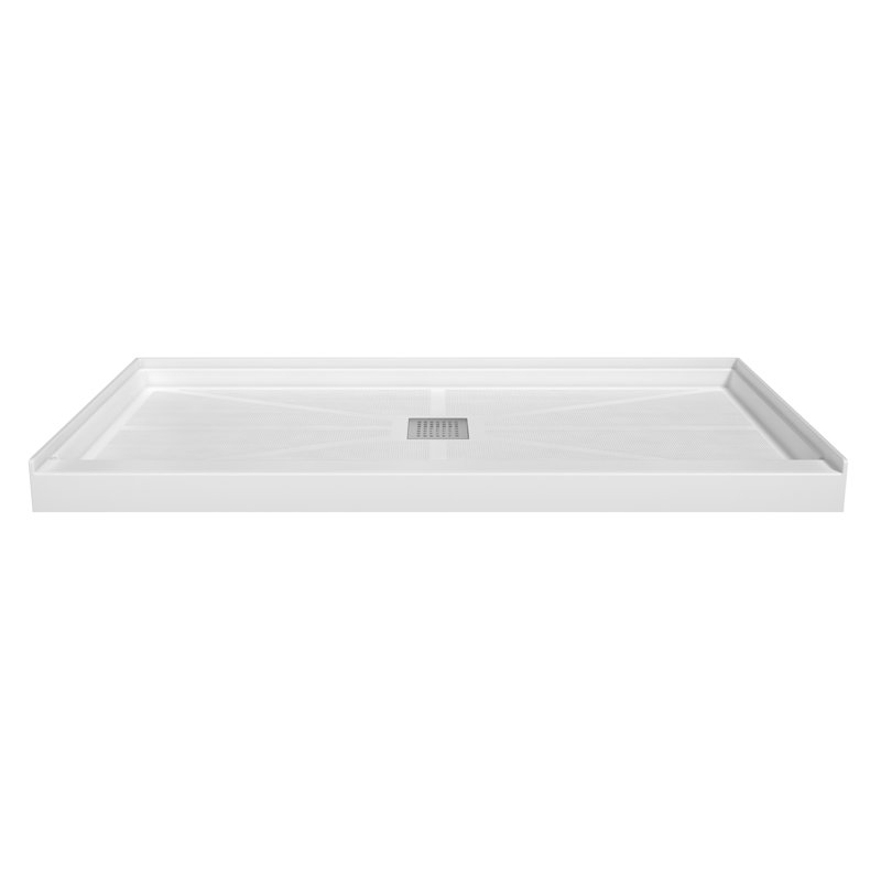48/60"W x 32/36"D Multiple Sizes Single Threshold SMC Shower Pan Base with Drain Assembly, Non-Slip, Center