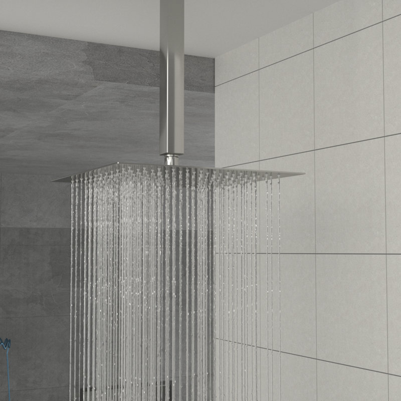 Pomme de douche carrée 12 po, Nickel brossé