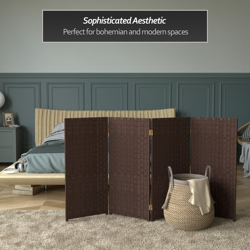 3 Ft. Tall Woven Fiber Room Divider, 4, Dark Mocha