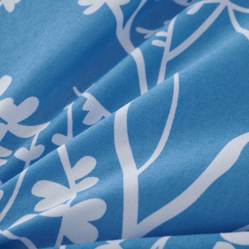 Light Blue Foliage Microfiber Twin Bed in a Bag Set