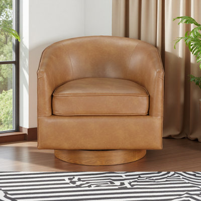 Wood Base Barrel Swivel Chair