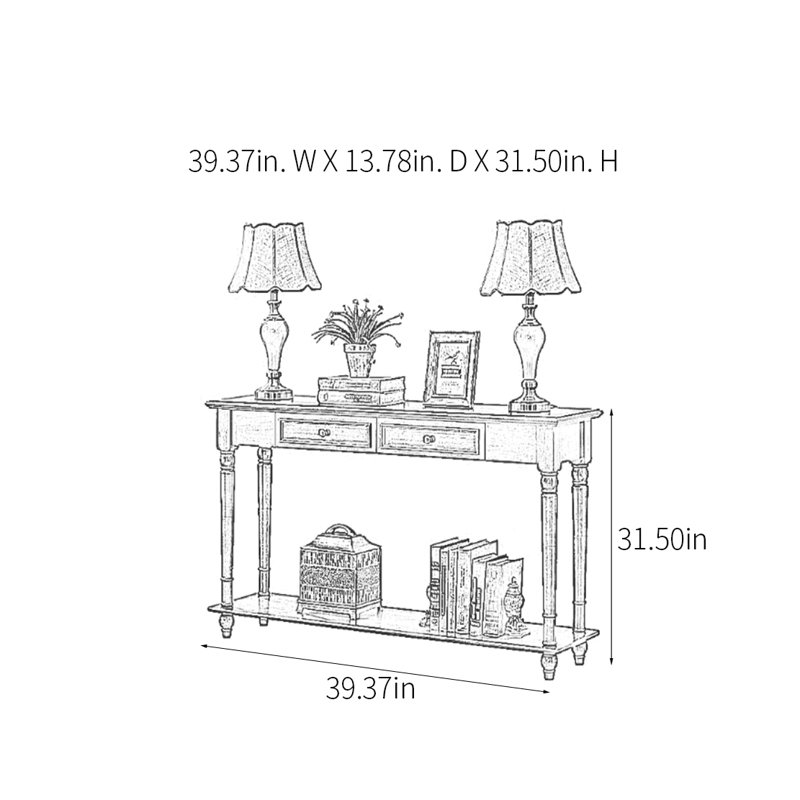 Console en bois massif de style américain rustique, H 31,5 po x l 39,37 po x P 13,78 po